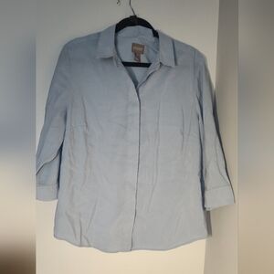 Chicos Light Blue Casual Button Down Shirt Size 2/Lg #646